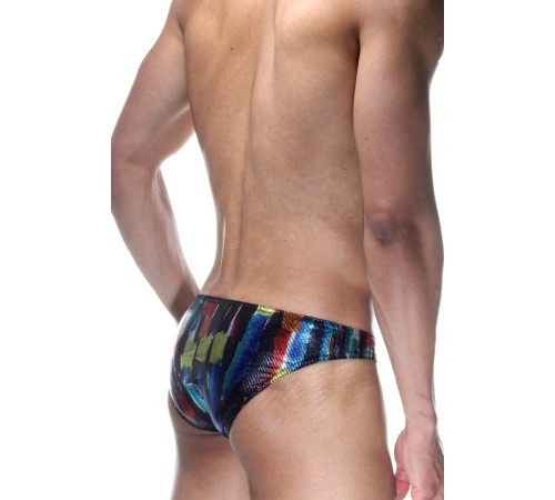 Блестящие мужские трусы-слипы с узким бочком