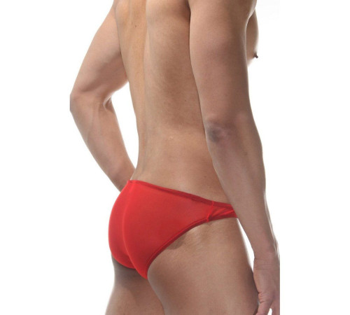Красные мужские трусы-слипы из полупрозрачного материала