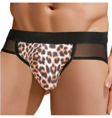 Сексуальные мужские трусы-джоки с леопардовой вставкой по центру