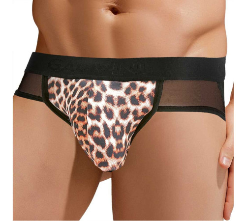 Сексуальные мужские трусы-джоки с леопардовой вставкой по центру