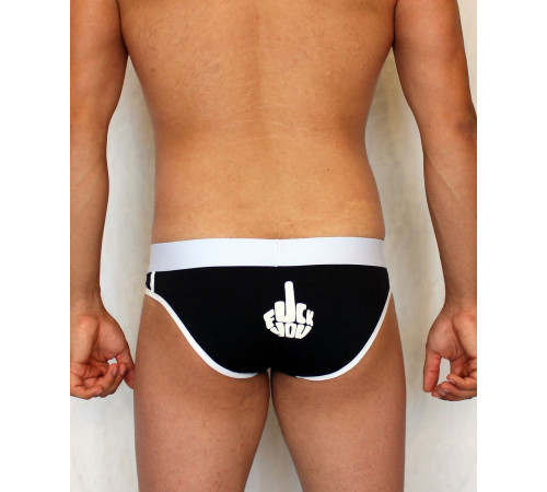 Черные трусы-слипы с провокационным принтом на задней части