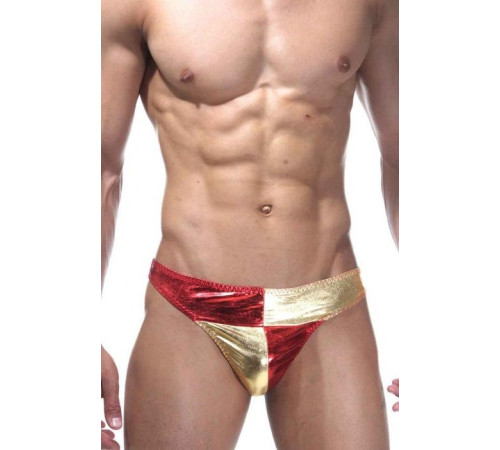 Мужские трусы-тонги с золотистыми вставками