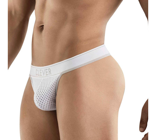 Белые перфорированные трусы-тонги Clever Ambar Thong