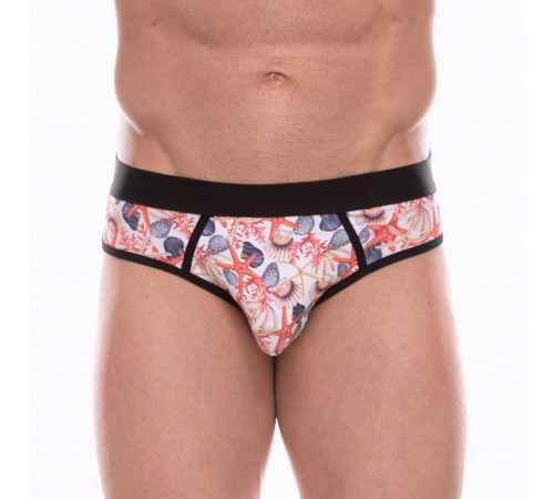 Белые трусы-джоки с принтом в виде цветных ракушек