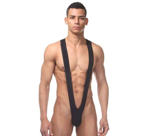 Черное мужское боди на широких лямках