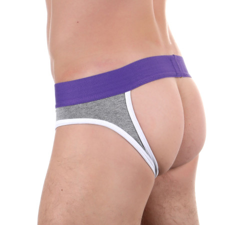 Серые меланжевые трусы-джоки с брендированной резинкой