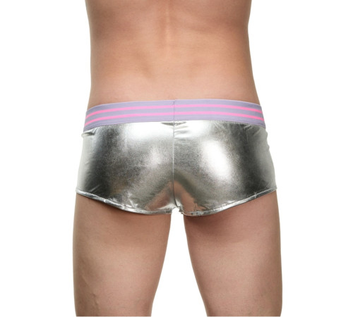 Мужские серебристые трусы-боксеры с широкой резинкой в полоску