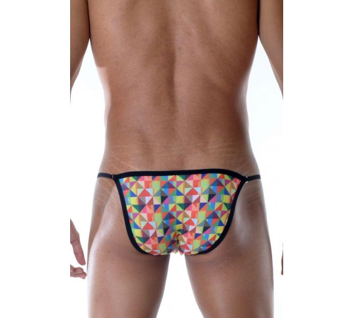 Яркие мужские трусы-танга с геометрическим принтом