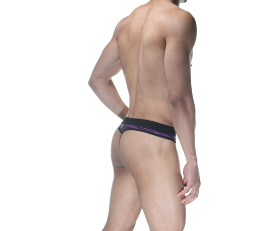 Фиолетовые блестящие мужские трусы-стринги