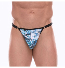 Мужские трусы-тонги с принтом в виде волн и китов