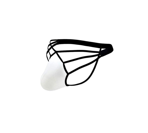 Белые сексуальные трусы-стринги на тонких черных бретелях