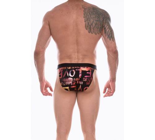 Черные мужские трусы-танга с блестящим принтом