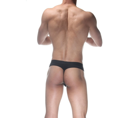 Черные мужские трусы-стринги с широкой резинкой