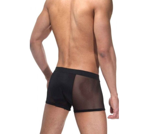 Черные мужские трусы-боксеры с прозрачными вставками по бокам