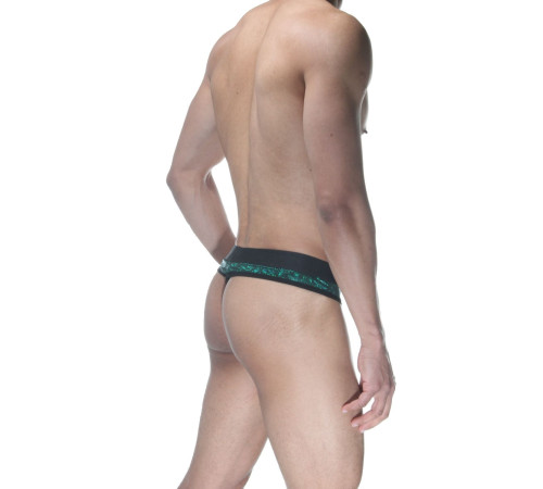 Зеленые блестящие мужские трусы-стринги