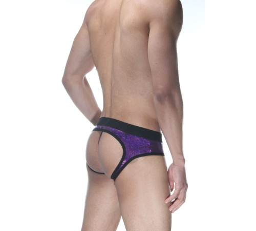Сексуальные фиолетовые блестящие трусы-джоки