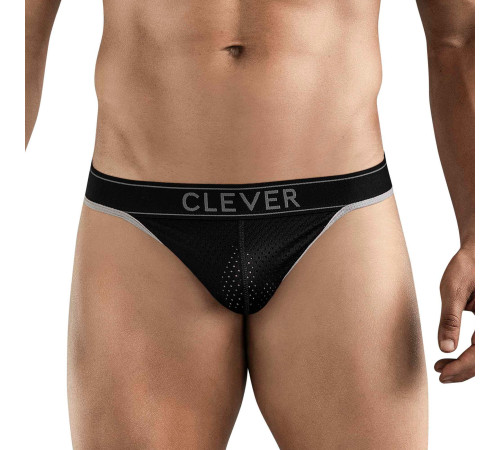 Черные перфорированные трусы-тонги Clever Ambar Thong