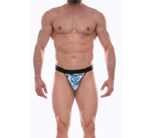 Мужские трусы-тонги с голубым принтом