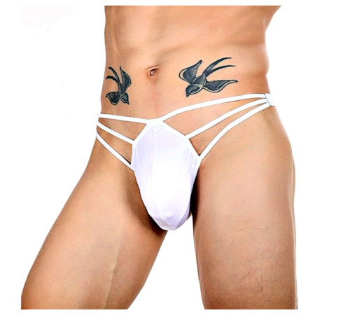 Белые сексуальные трусы-стринги на тонких бретелях