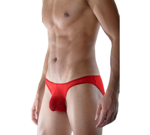 Красные мужские трусы-слипы из полупрозрачного материала