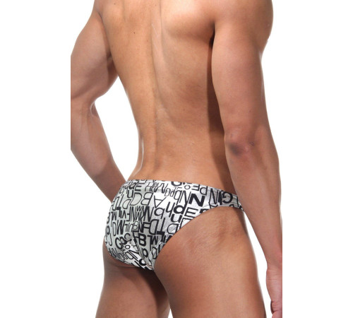 Серебристые трусы-слипы с черными буквами Don Moris