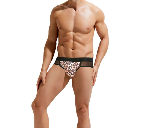 Сексуальные мужские трусы-джоки с леопардовой вставкой по центру