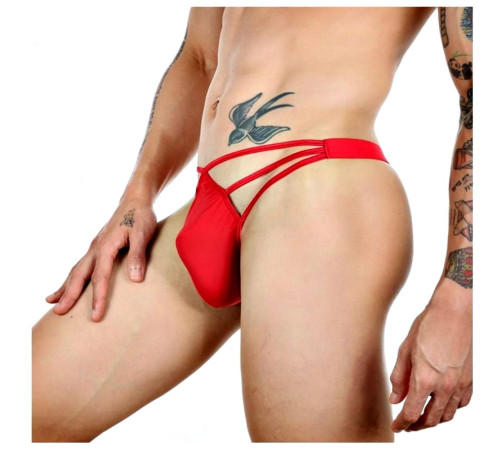 Красные сексуальные трусы-стринги на тонких бретелях