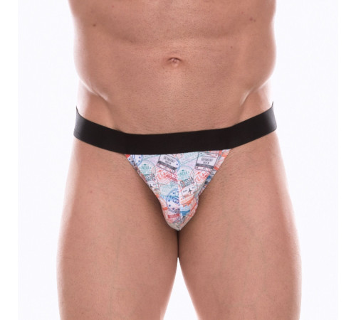 Мужские трусы-танга с принтом в виде цветных штампов