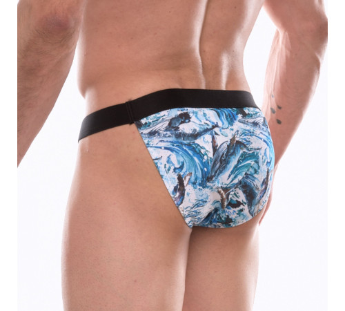Мужские трусы-танга с принтом в виде китов