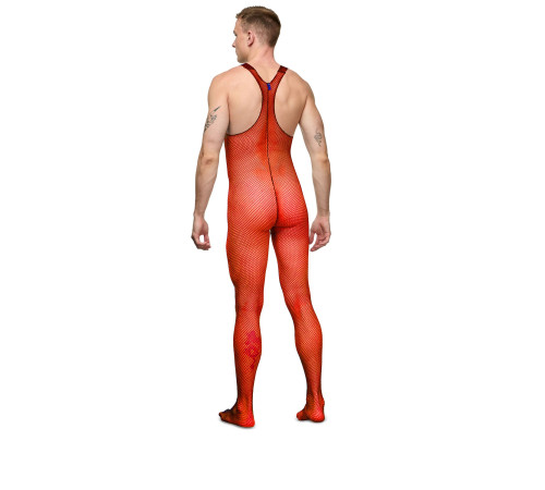 Красный мужской кэтсьюит-сетка