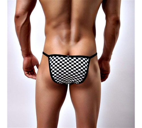 Мужские трусы-танга в черно-белую клетку