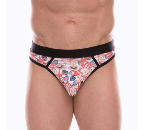 Мужские трусы-стринги с принтом в виде разноцветных ракушек