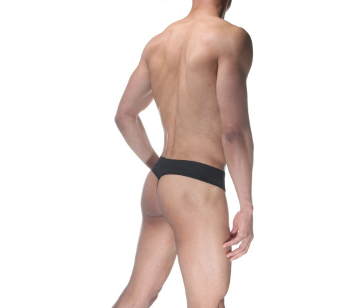 Черные мужские трусы-стринги с широкой резинкой