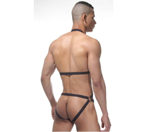 Брутальное мужское боди с металлическими колечками