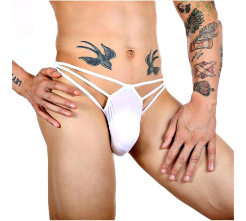 Белые сексуальные трусы-стринги на тонких бретелях
