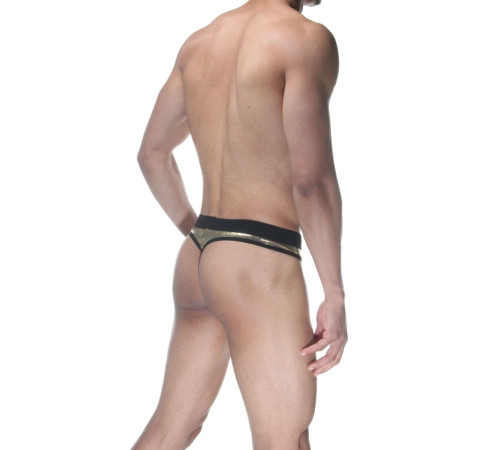 Золотистые блестящие мужские трусы-стринги