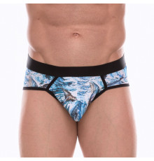 Мужские трусы-стринги с принтом в виде китов в волнах