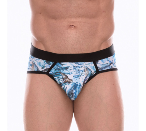 Мужские трусы-стринги с принтом в виде китов в волнах