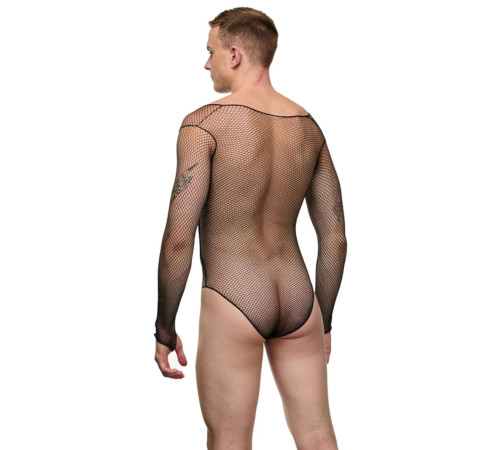 Мужское боди-сетка с длинным рукавом