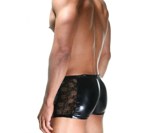 Мужские черные боксеры с кружевными вставками по бокам
