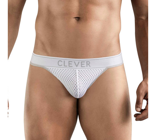 Белые перфорированные трусы-тонги Clever Ambar Thong