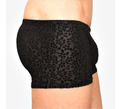 Мужские полупрозрачные трусы-боксеры с флокированным цветочным рисунком