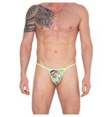 Желтые трусы-стринги с принтом