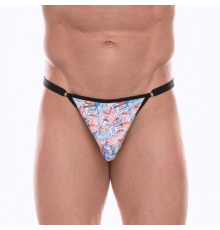 Мужские трусы-тонги с принтом в виде почтовых штемпелей