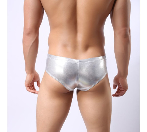 Серебристые мужские трусы-брифы с кольцом