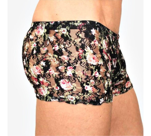 Мужские трусы-боксеры в сеточку с цветочным узором