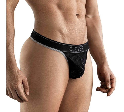 Черные перфорированные трусы-тонги Clever Ambar Thong
