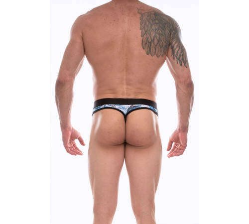 Мужские трусы-стринги с голубым принтом в виде китов