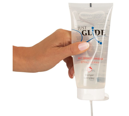 Лубрикант на водной основе Just Glide Strawberry с ароматом клубники - 200 мл.