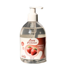 Лубрикант на водной снове Love Protection Strawberry с ароматом клубники - 300 мл.